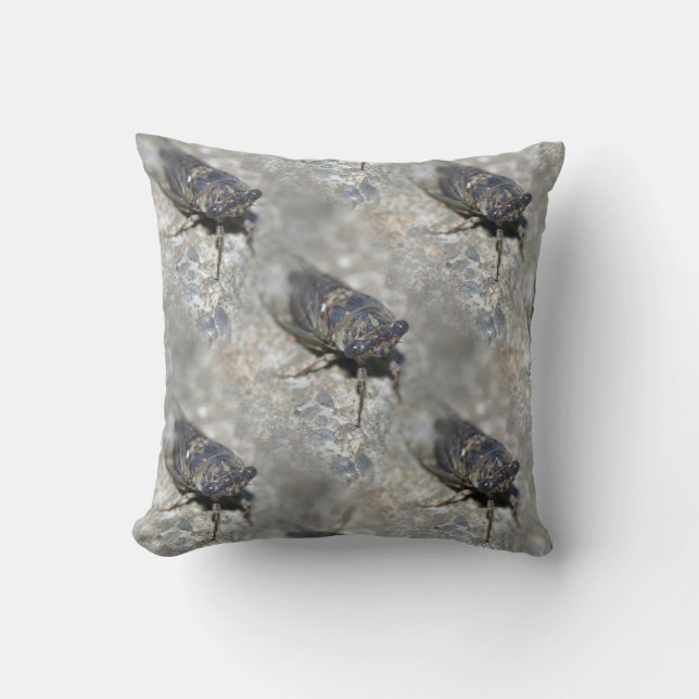 Cicada Bug Face Nature Pattern Throw Pillow (Front)