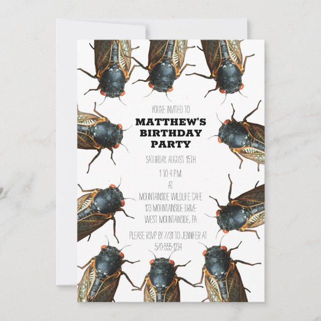Cicada Bug, Insects Photo Personalized Invitation (Front)
