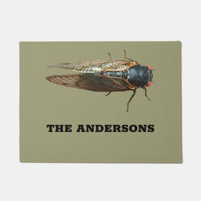 Cicada Bug Photo Creepy Insect Personalized Doormat (Front)