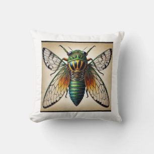 Cicada Dorsal View 040924IREF229 - Watercolor Throw Pillow