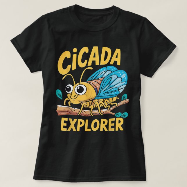 Cicada Explorer Cute Summer Bug Adventure Kids Fun T-Shirt (Design Front)