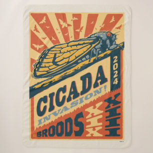 Cicada Invasion 2024 Letter Press Sherpa Blanket