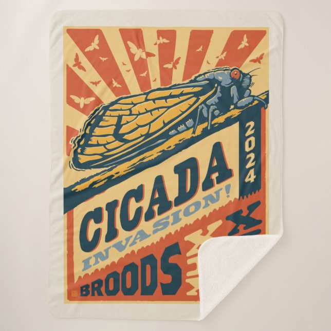 Cicada Invasion 2024 Letter Press Sherpa Blanket (Front)