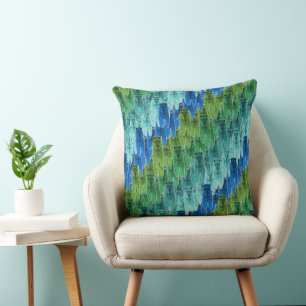 Cicada Pattern in Aqua Blue Throw Pillow