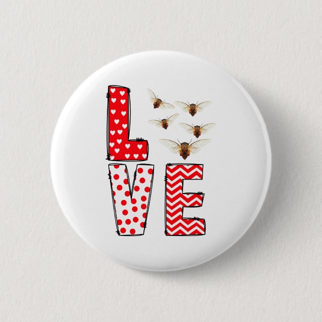 Cicada Valentines Day Love Valentine Cute Hearts  2 Inch Round Button (Front)