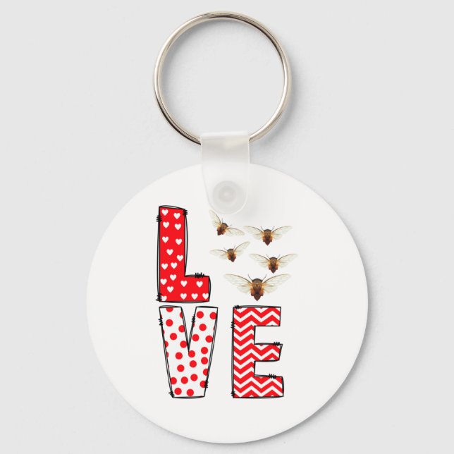 Cicada Valentines Day Love Valentine Cute Hearts  Keychain (Front)