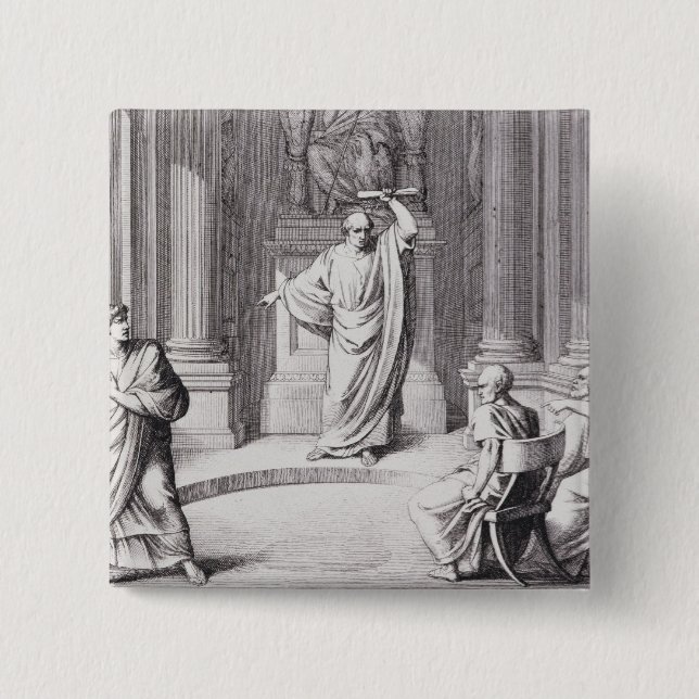 Cicero Denouncing Catiline 2 Inch Square Button (Front)