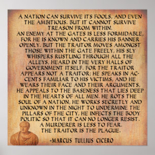CICERO QUOTE - NATION CANNOT SURVIVE TREASON POSTER