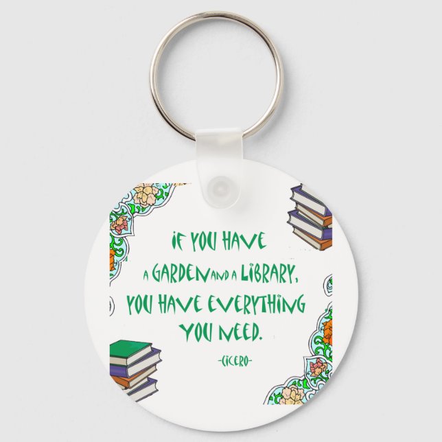 Cicero's quote on libraries keychain (Front)