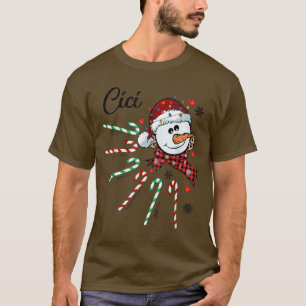 Cici Snowman Candy Cane Christmas Xmas Funny 418 T-Shirt