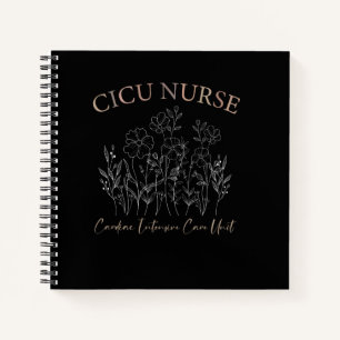 CICU nurse Intensive Care Unit, Floral Registered  Notebook