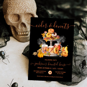 Cider and doughnuts Autumn Halloween Party Invitation