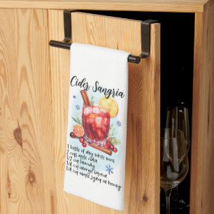 Cider Sangria Cocktail Recipe Holiday Christmas Kitchen Towel