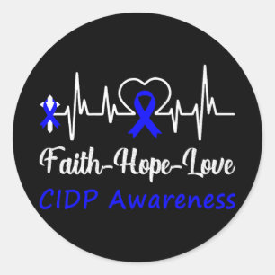 Cidp Awareness Heartbeat Christian Cross Faith Hop Classic Round Sticker