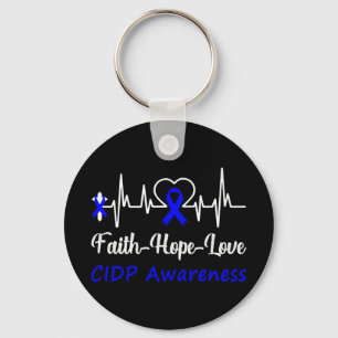 Cidp Awareness Heartbeat Christian Cross Faith Hop Keychain