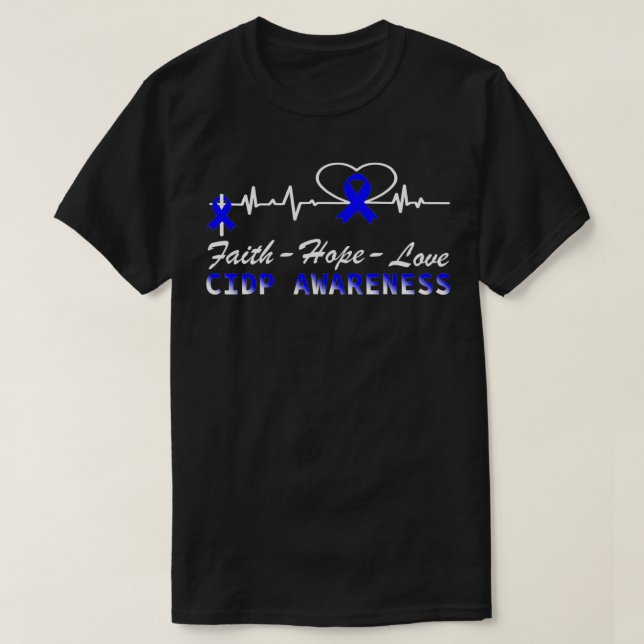 CIDP Awareness Heartbeat Christian Cross Support B T-Shirt (Design Front)