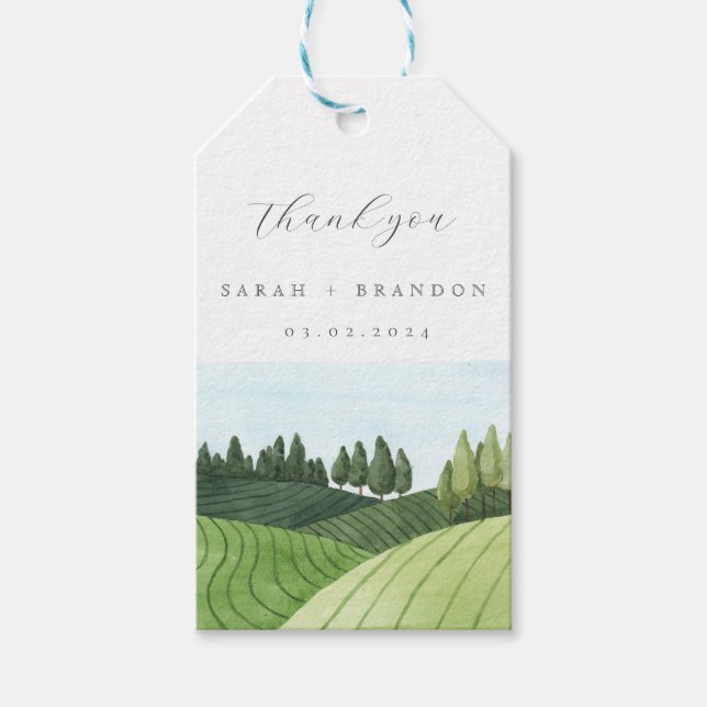 Ciel bleu avec mariage de champ Merci étiquettes c (Devant)