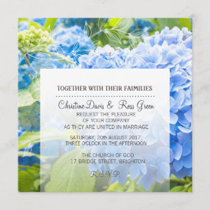 Ciel bleu, fleuri, faire-part de mariage