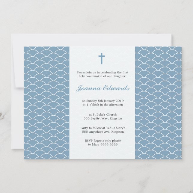 Ciel bleu Première communion Invitations personnal (Devant)