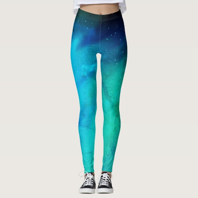Ciel de nuit Lumières du Nord Galaxy Leggings (Devant)