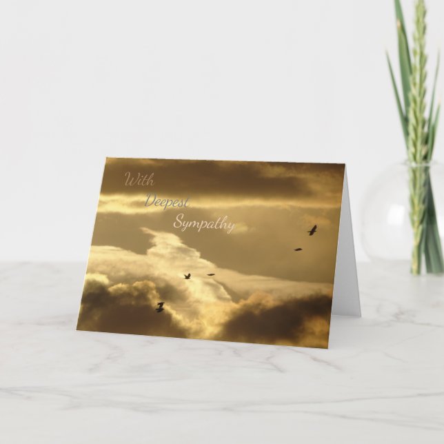 Ciel doré avec oiseaux Carte de voeux Sympathie (Devant)