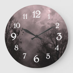 Ciel hanté Rouge Mist Blanc Numéros Mur Horloge