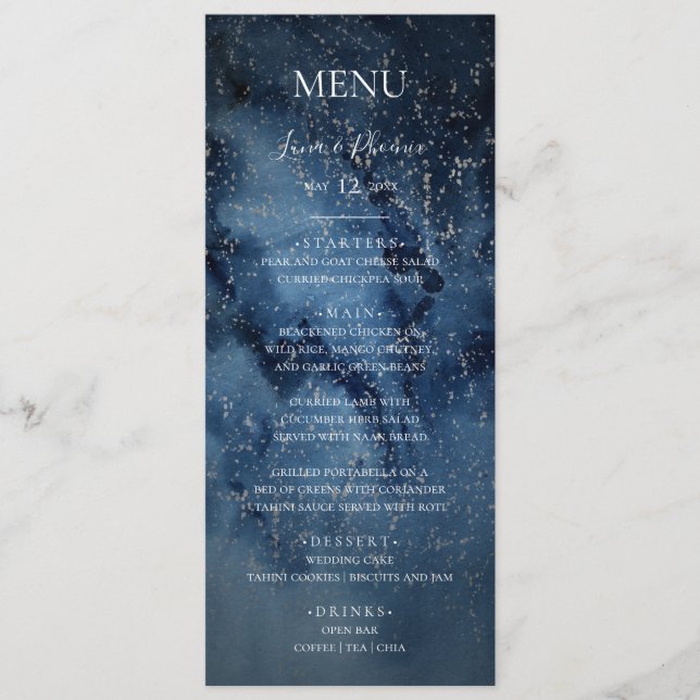 Ciel nocturne céleste | Menu Mariage Argent (Devant)