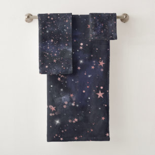 Ciel nocturne étoilé bleu et rose céleste fantaisi