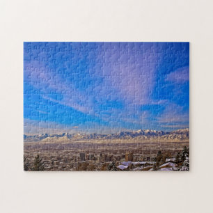 Ciel rose embrassé sur Salt Lake City, Utah Puzzle