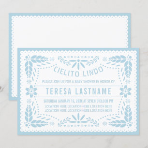 Cieliro Lindo Baby blue Mexican baby boy shower Invitation