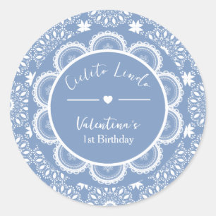Cielito Lindo 1st Birthday Blue Classic Round Sticker