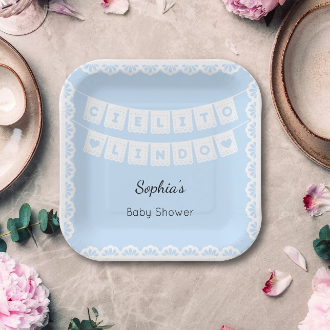Cielito Lindo Baby Shower Blue Paper Plate (Creator Uploaded)