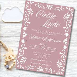 Cielito Lindo Baby Shower Invitation, Dusty Pink Invitation