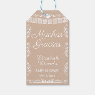 Cielito Lindo Beige Baby Shower Muchas Gracias Gift Tags