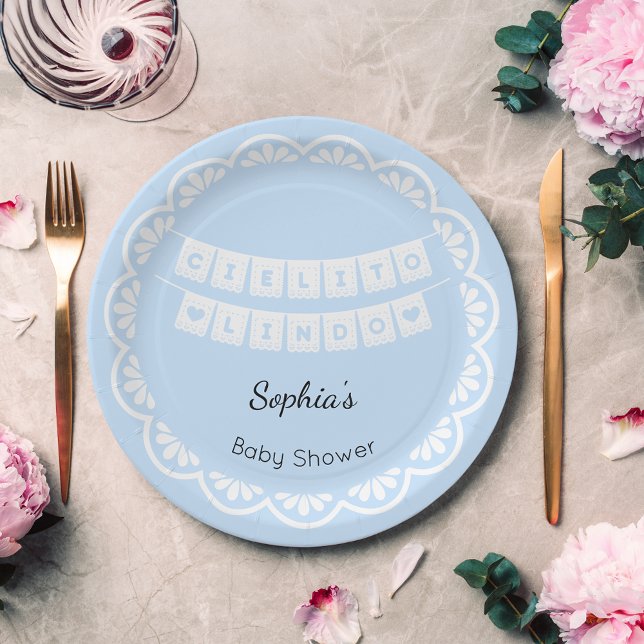 Cielito Lindo Blue Baby Shower Paper Plate (Creator Uploaded)