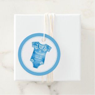 Cielito Lindo blue boy Thank You baby shower Favour Tags