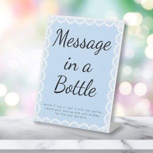 Cielito Lindo Blue Message In A Bottle Baby Shower Pedestal Sign