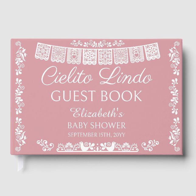 Cielito Lindo Blush Pink Baby Shower Guest Book (Front)