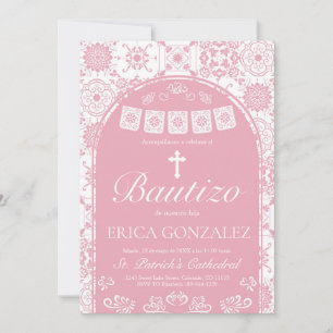 Cielito Lindo Blush Pink Bautizo Talavera Invitation