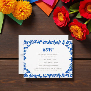 Cielito Lindo Bold Blue Geometric RSVP Card
