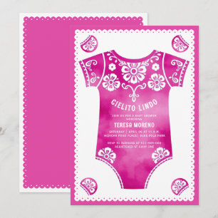 Cielito Lindo cute pink bodysuit girl baby shower Invitation