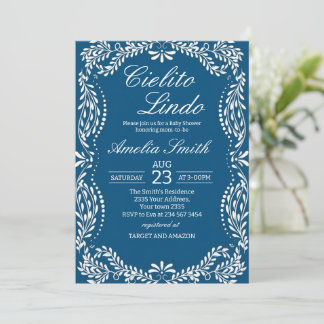 Cielito lindo dusty blue Mexican baby shower Invitation