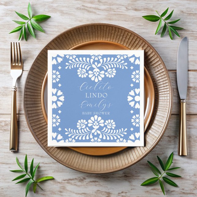 Cielito lindo dusty blue Mexican baby shower Napkin (Cielito lindo dusty blue Mexican baby shower personalized Napkins monogrammed customized napkins)