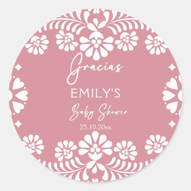 Cielito lindo dusty pink Mexican baby shower Classic Round Sticker (Front)