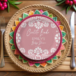 Cielito lindo dusty pink Mexican baby shower Paper Plate<br><div class="desc">Cielito lindo dusty pink Mexican baby shower monogrammed customized paper plates template,   white and pink girls baby shower personalized paper plates,  talavera baby shower monogrammed paper plates,  Mexican baby shower personalized table decor baby girl baby shower paper plates papel picado plates fiesta bebe Mexican fiesta tableware personalized table decor</div>