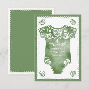 Cielito Lindo green baby shower Diaper Raffle Enclosure Card