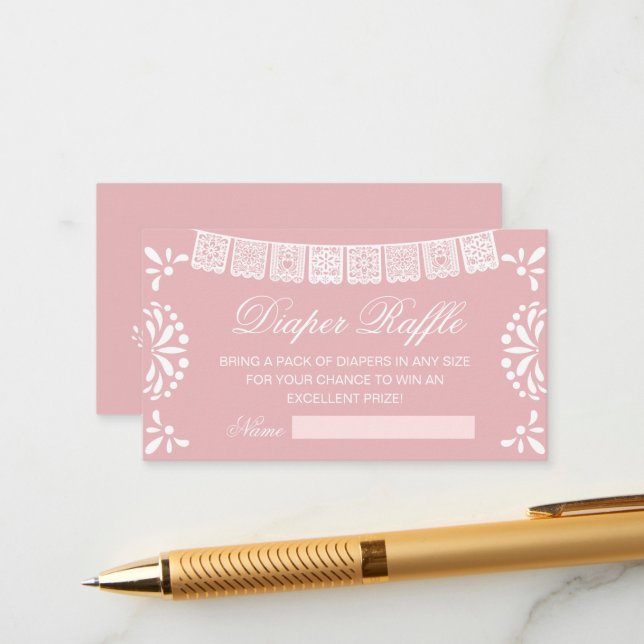 Cielito Lindo Mexican Baby Shower Diaper Raffle Enclosure Card (Front/Back In Situ)
