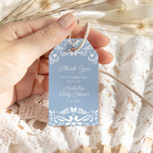 Cielito Lindo Mexican Blue Baby Shower Thank You Gift Tags