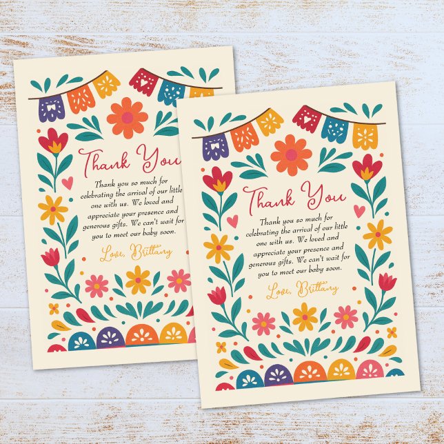 Cielito Lindo Mexican Colourful Baby Shower  Thank You Card (Creator Uploaded)