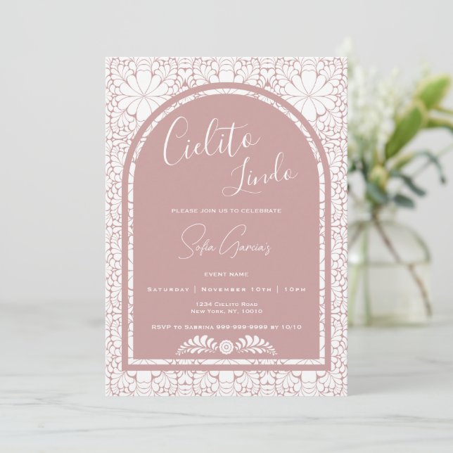 Cielito Lindo Mexican Folk Art Pink Invitation (Debout devant)